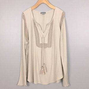 Joseph A. Women's Tan LS Bohemian Tunic Blouse